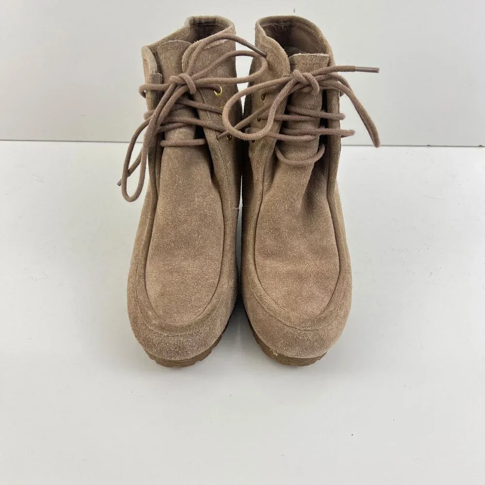 Michael Kors Rory Suede Ankle Boots Bootie Wedge‎ Dune Size 10